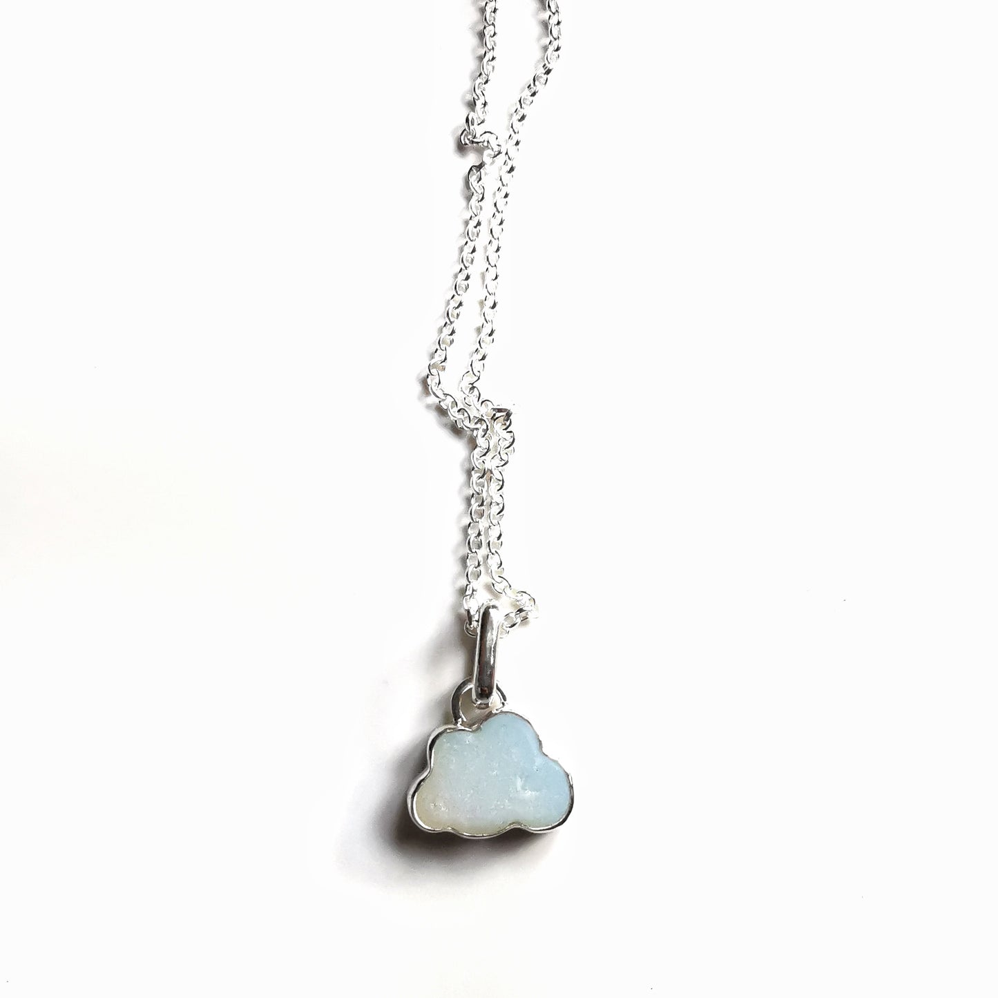 Reserved for Gatia.  Genuine opalescent sea glass cloud & sterling silver pendant.