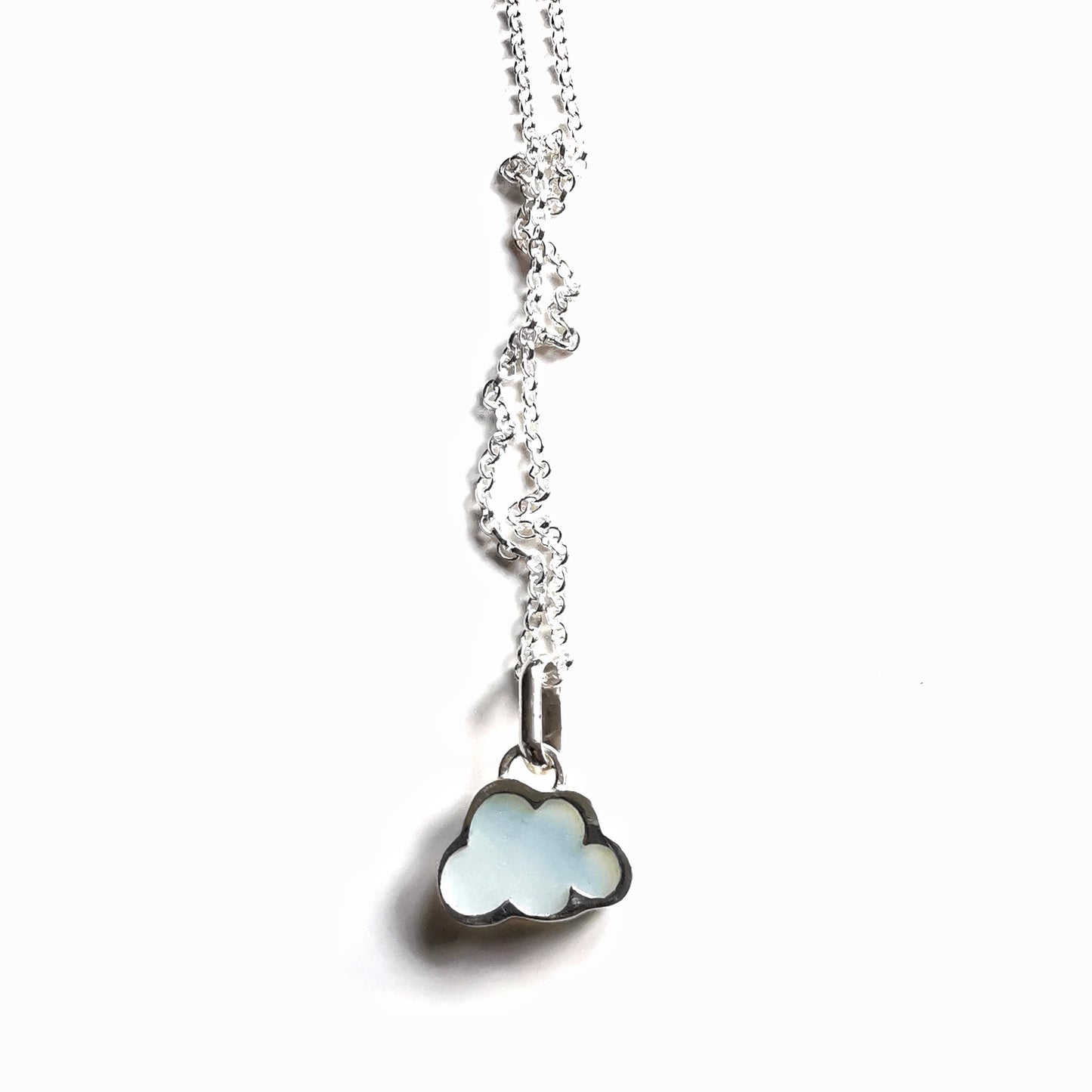 Reserved for Gatia.  Genuine opalescent sea glass cloud & sterling silver pendant.
