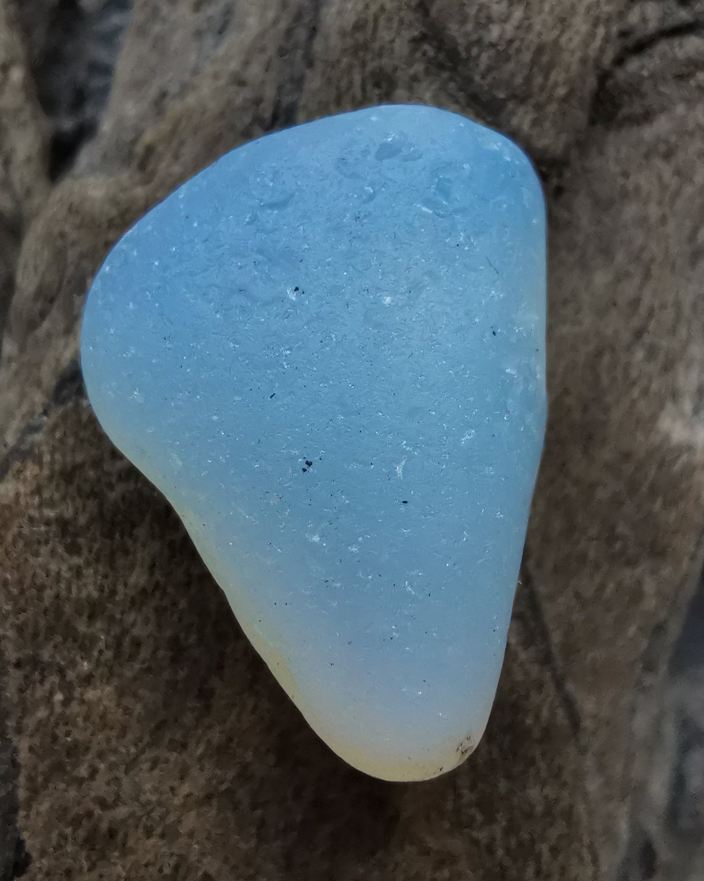 Seaham opalescent sea glass heart & sterling silver pendant.