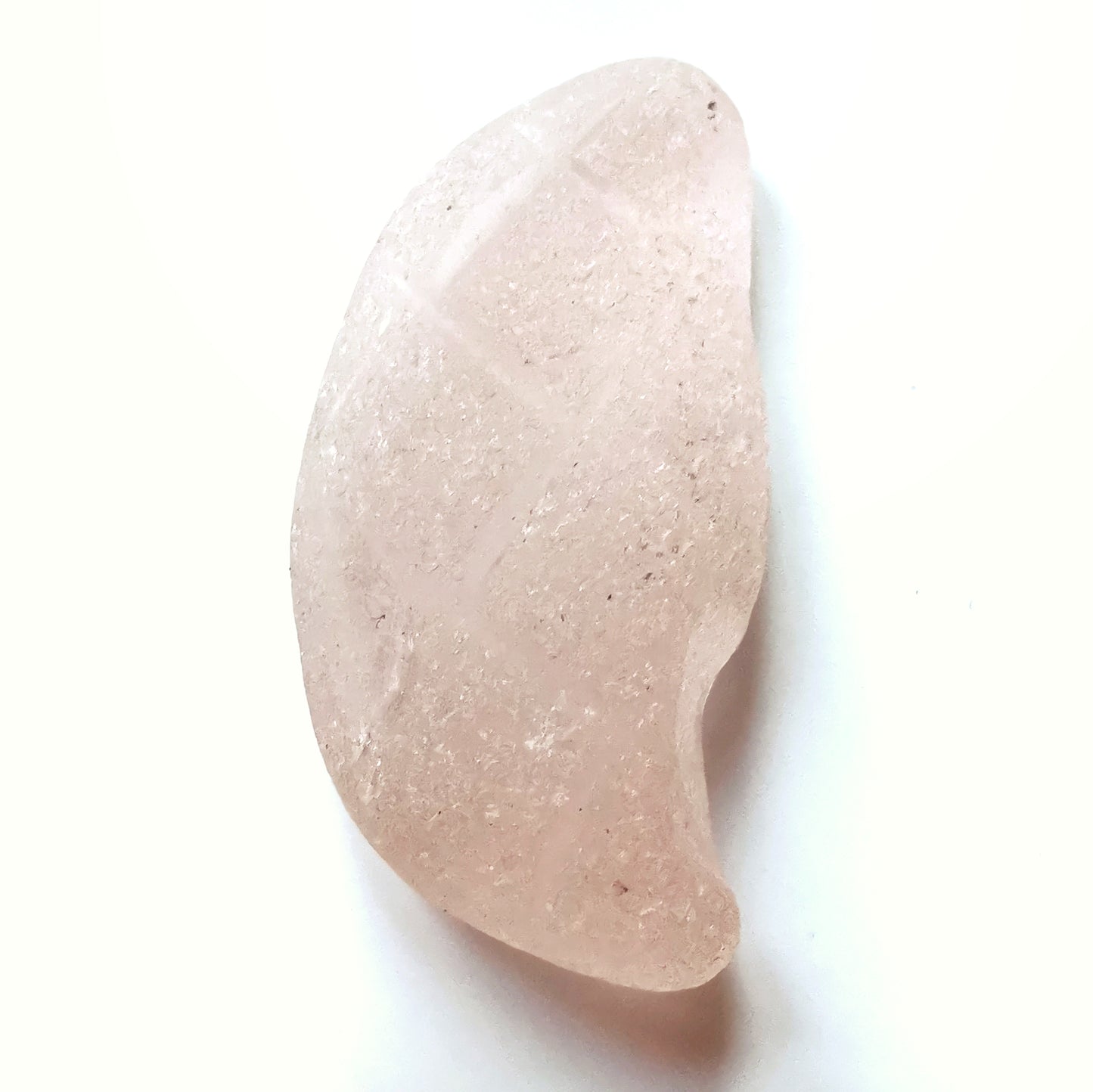 Pink crescent moon sea glass & sterling silver pendant.