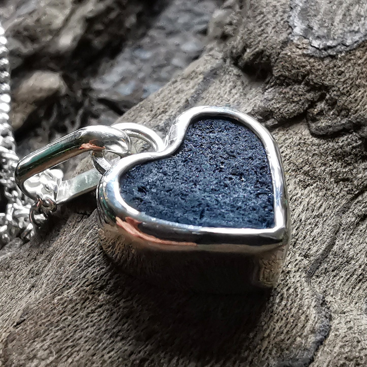Scottish teal blue sea glass heart & sterling silver pendant.
