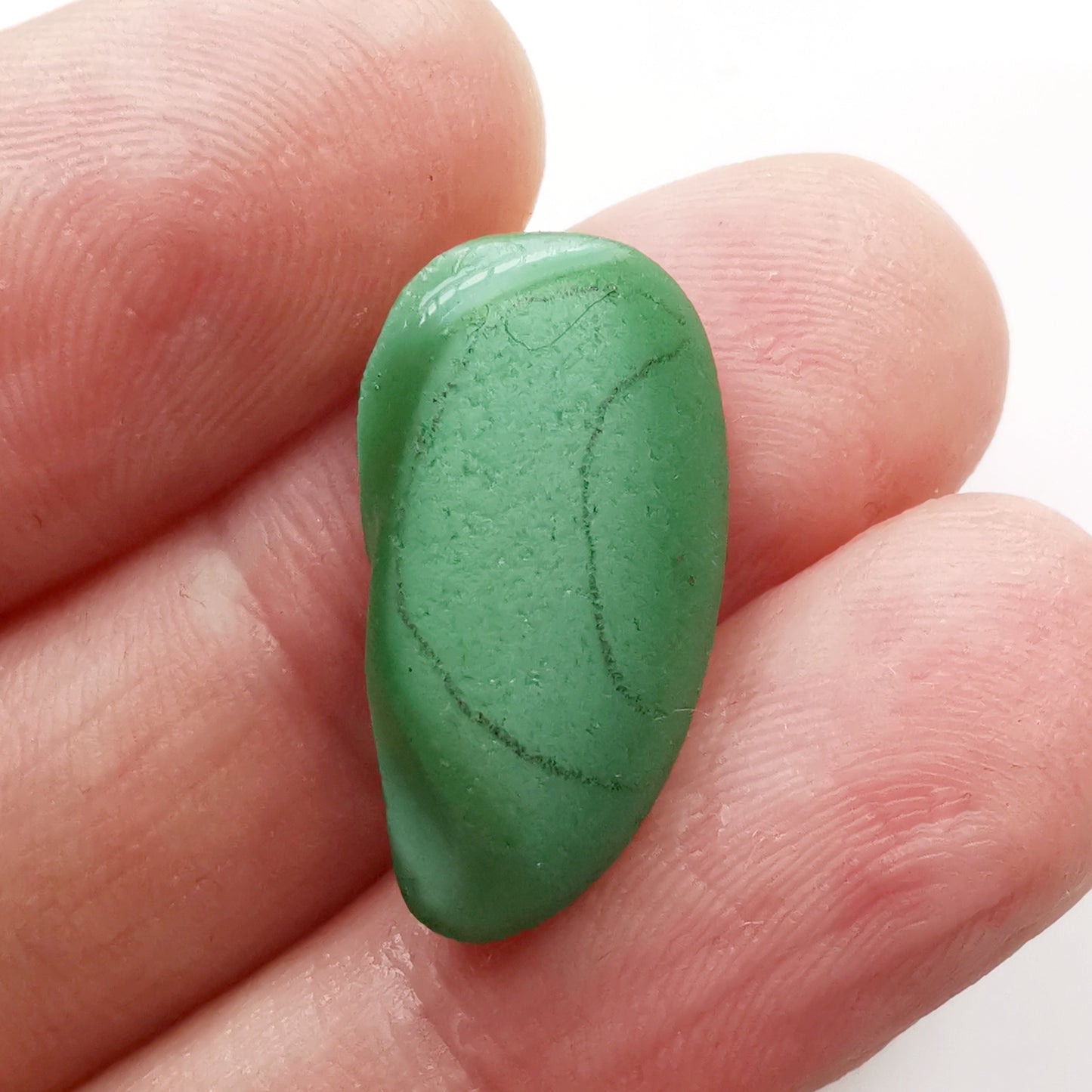 Scottish green crescent moon sea glass & sterling silver pendant.