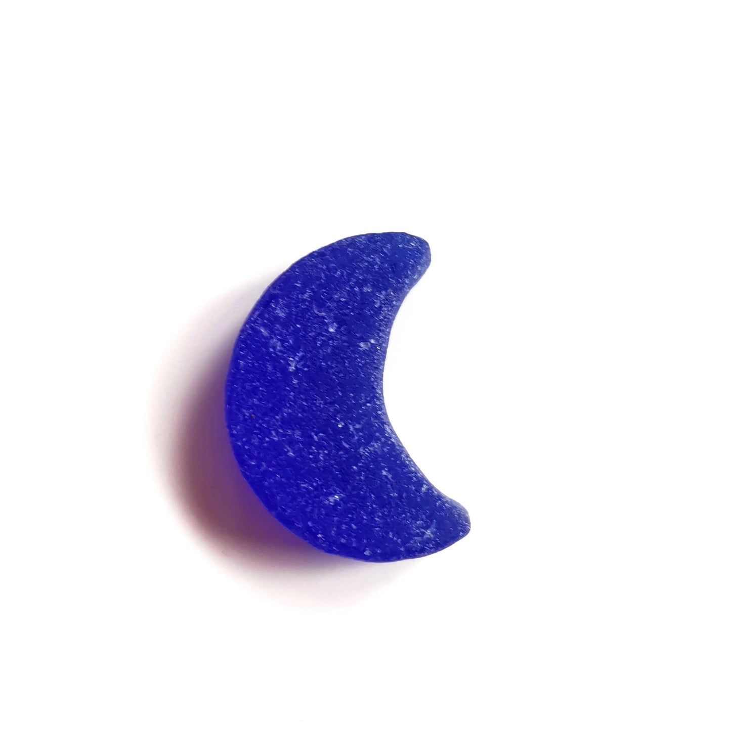 Scottish cobalt blue crescent moon sea glass & sterling silver pendant.