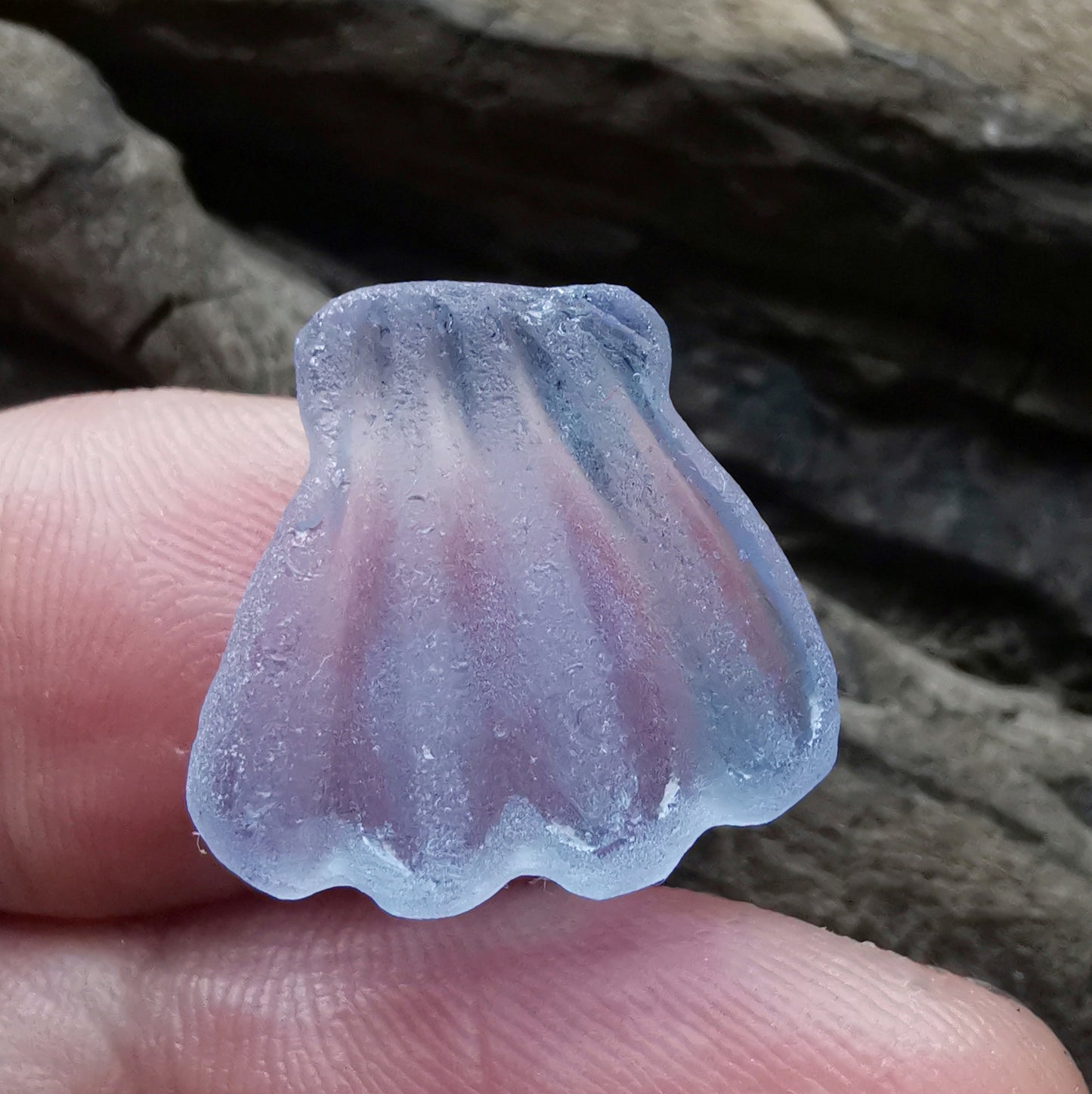 Light blue sea glass shell & sterling silver pendant.