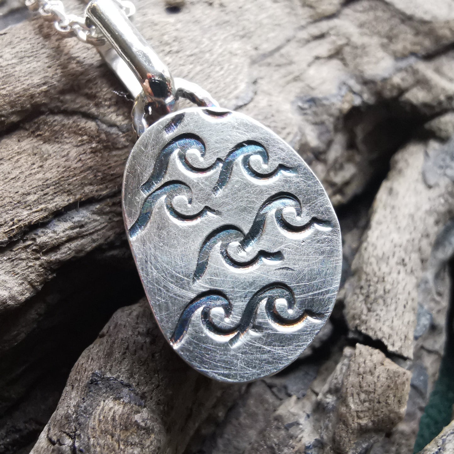 Scottish pink and yellow multicoloured sea glass & sterling silver pendant.