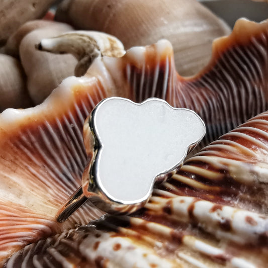 Scottish white sea glass cloud & sterling silver adjustable ring.