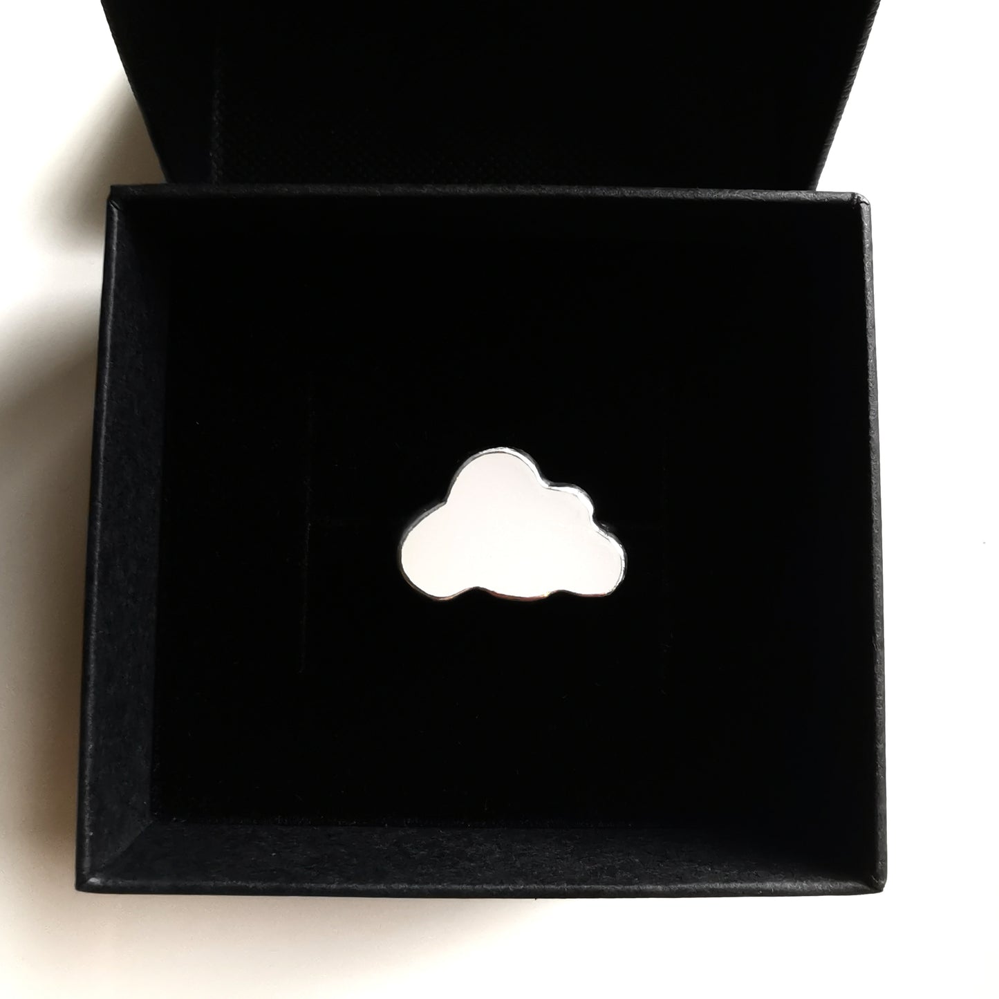 Scottish white sea glass cloud & sterling silver adjustable ring.