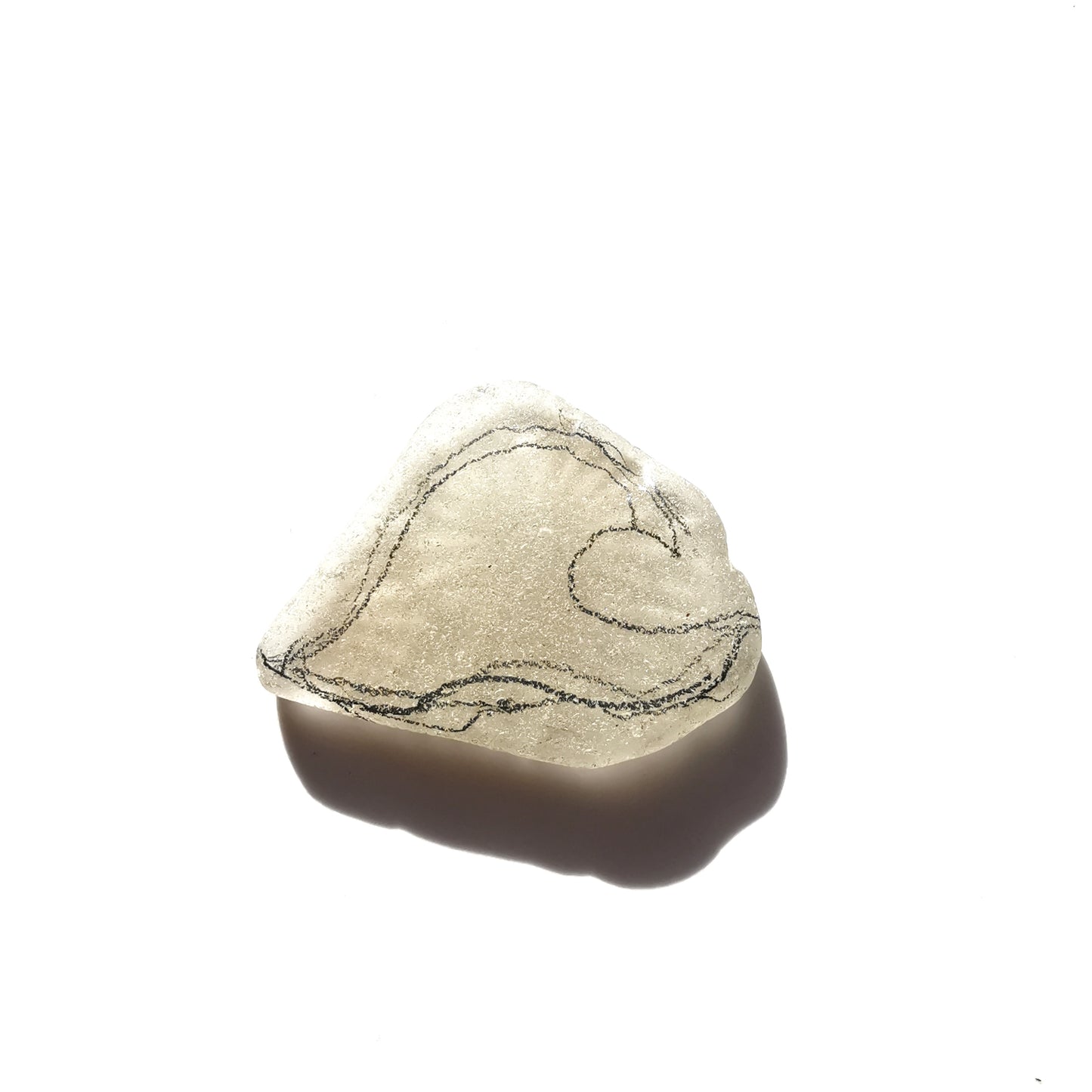 Scottish clear sea glass wave & sterling silver pendant.