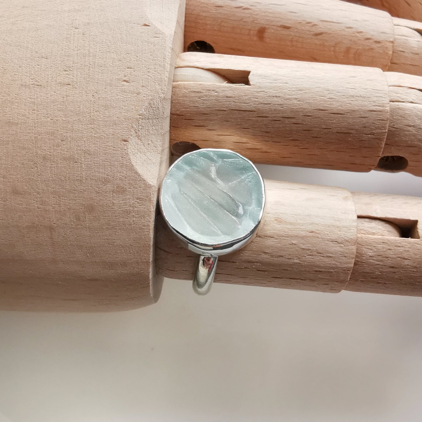 Scottish sea foam sea glass silver ring size N.