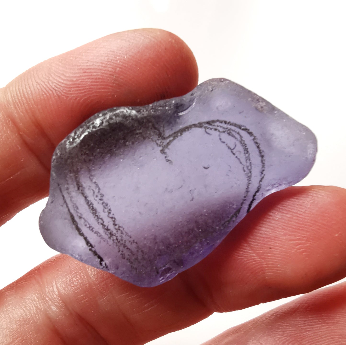 Purple sea glass heart & sterling silver pendant.