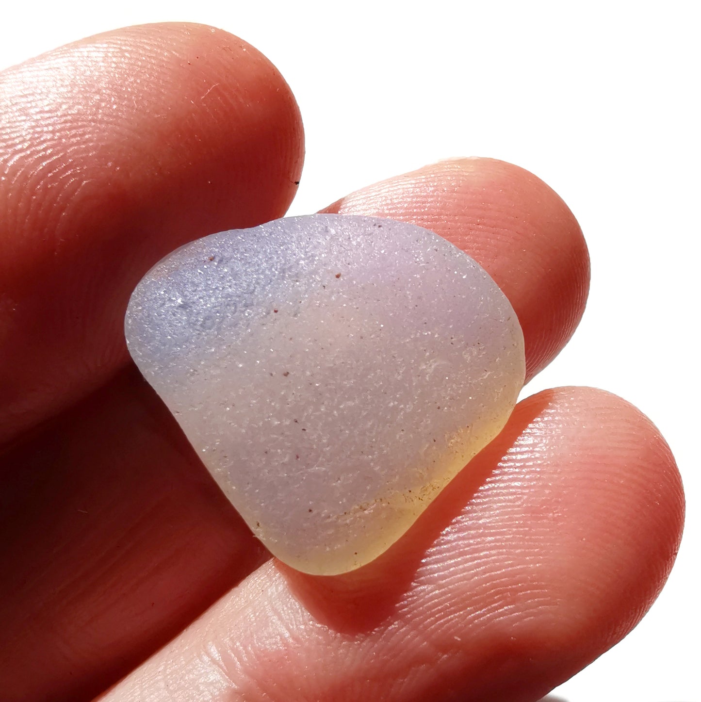 Seaham opalescent sea glass heart & sterling silver pendant.