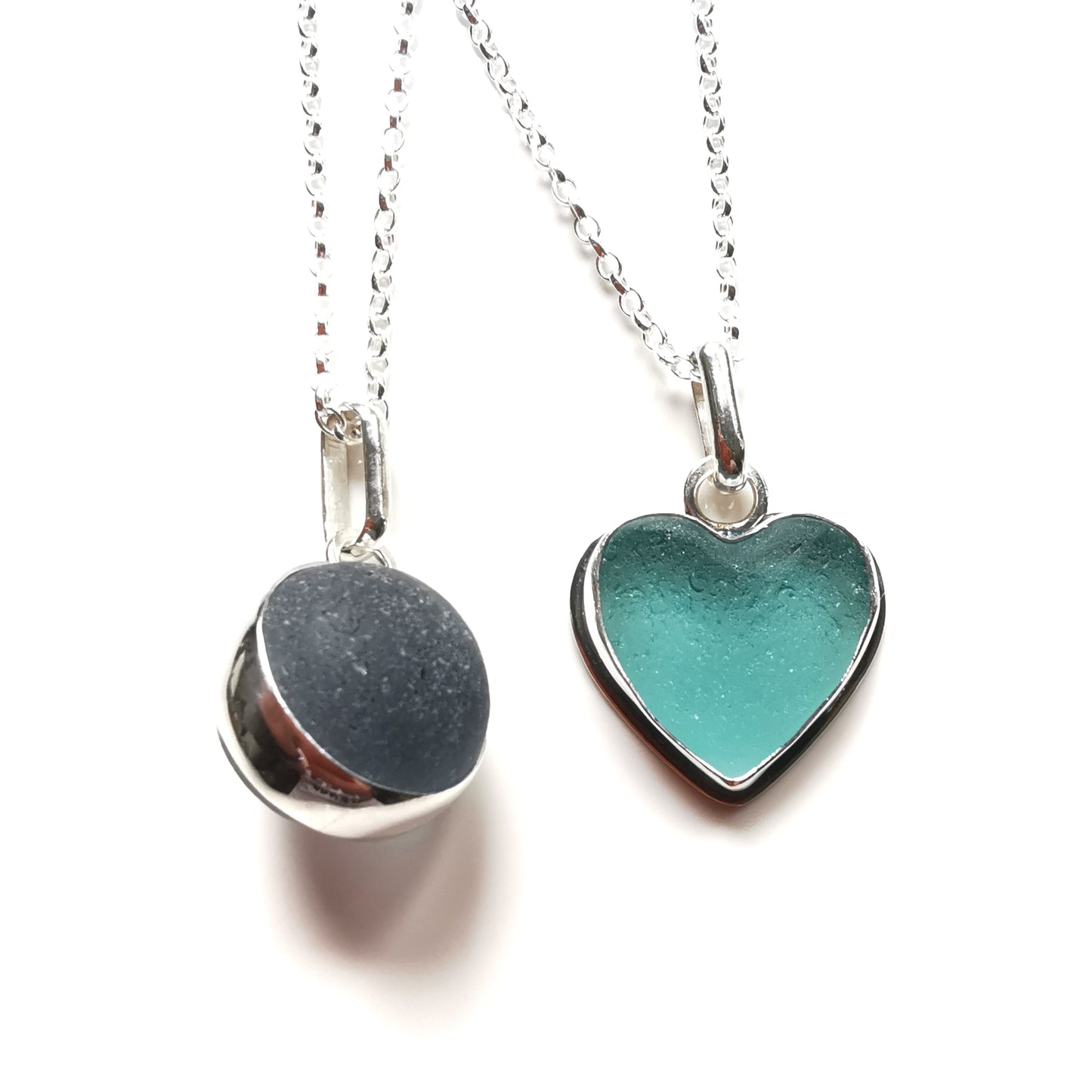 Custom made for Amanda. Sea glass pendants and rings.