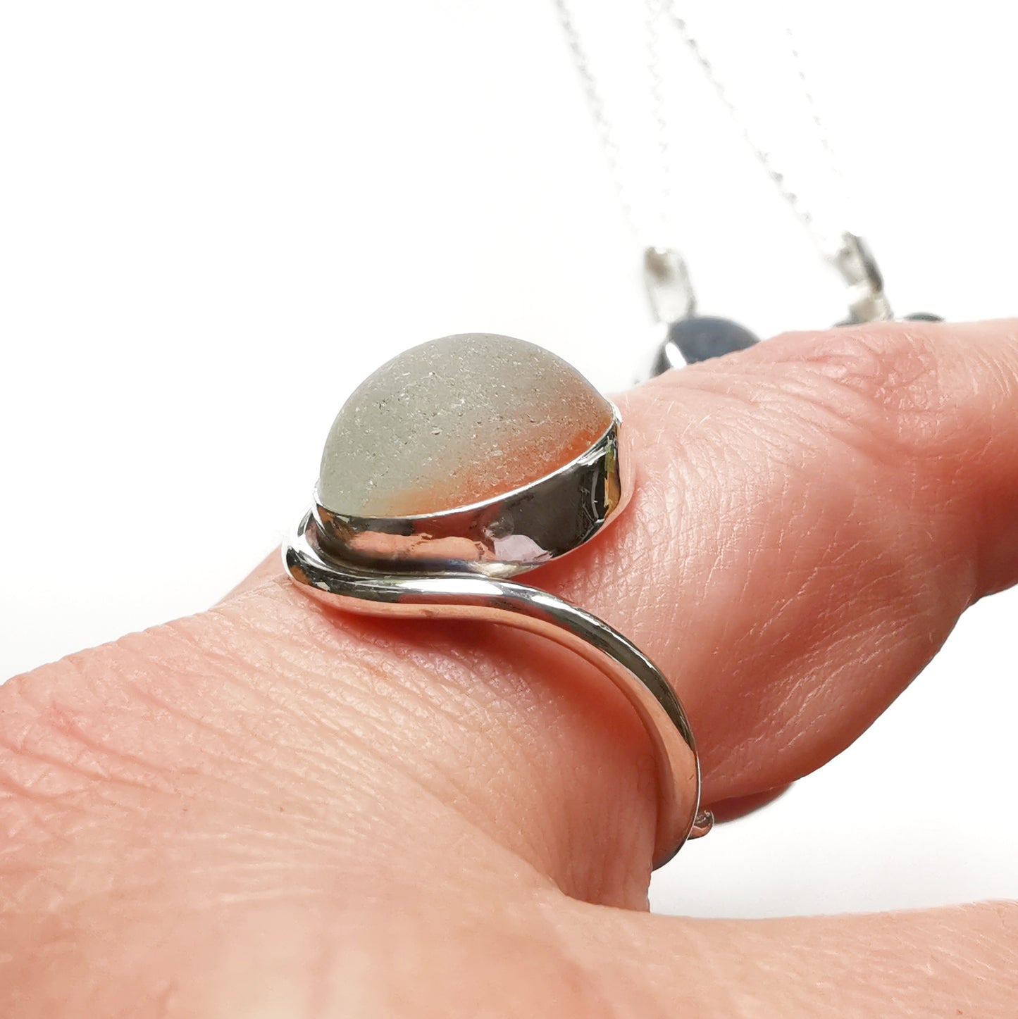 Custom made for Amanda. Sea glass pendants and rings.