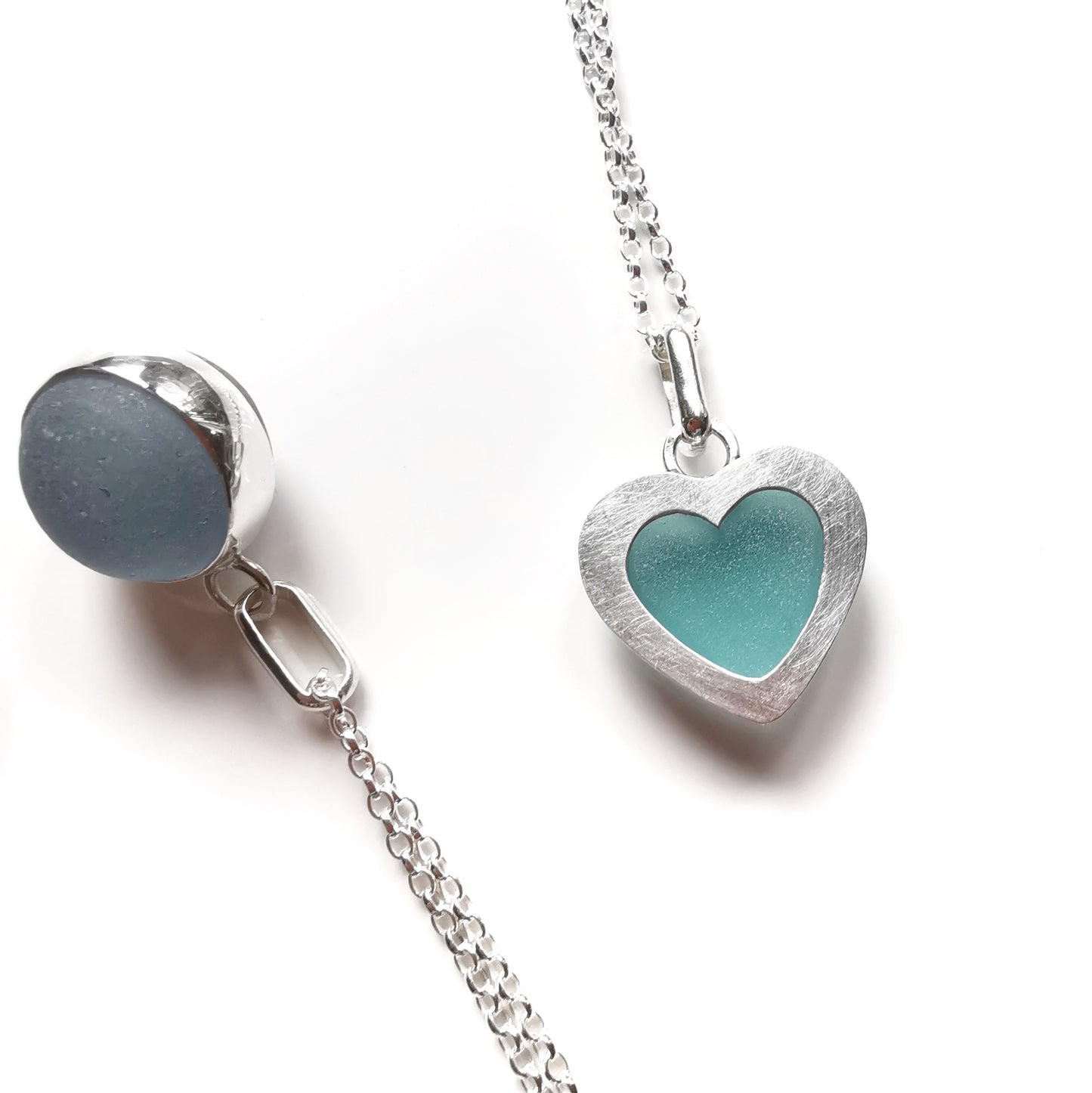 Custom made for Amanda. Sea glass pendants and rings.