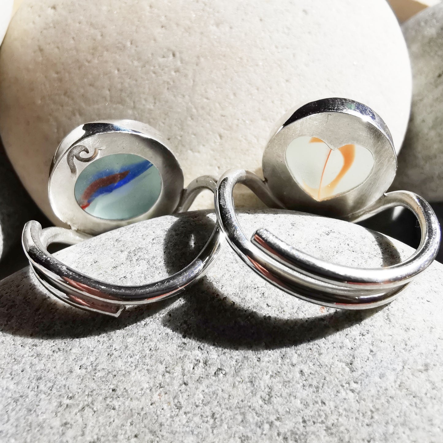 Custom made for Amanda. Sea glass pendants and rings.