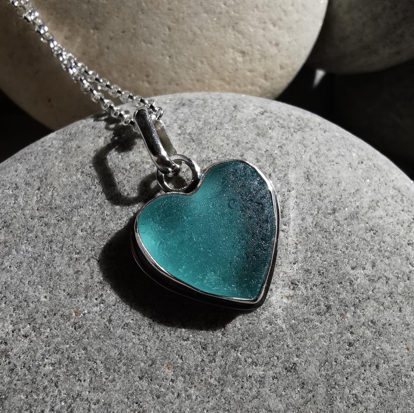 Custom made for Amanda. Sea glass pendants and rings.