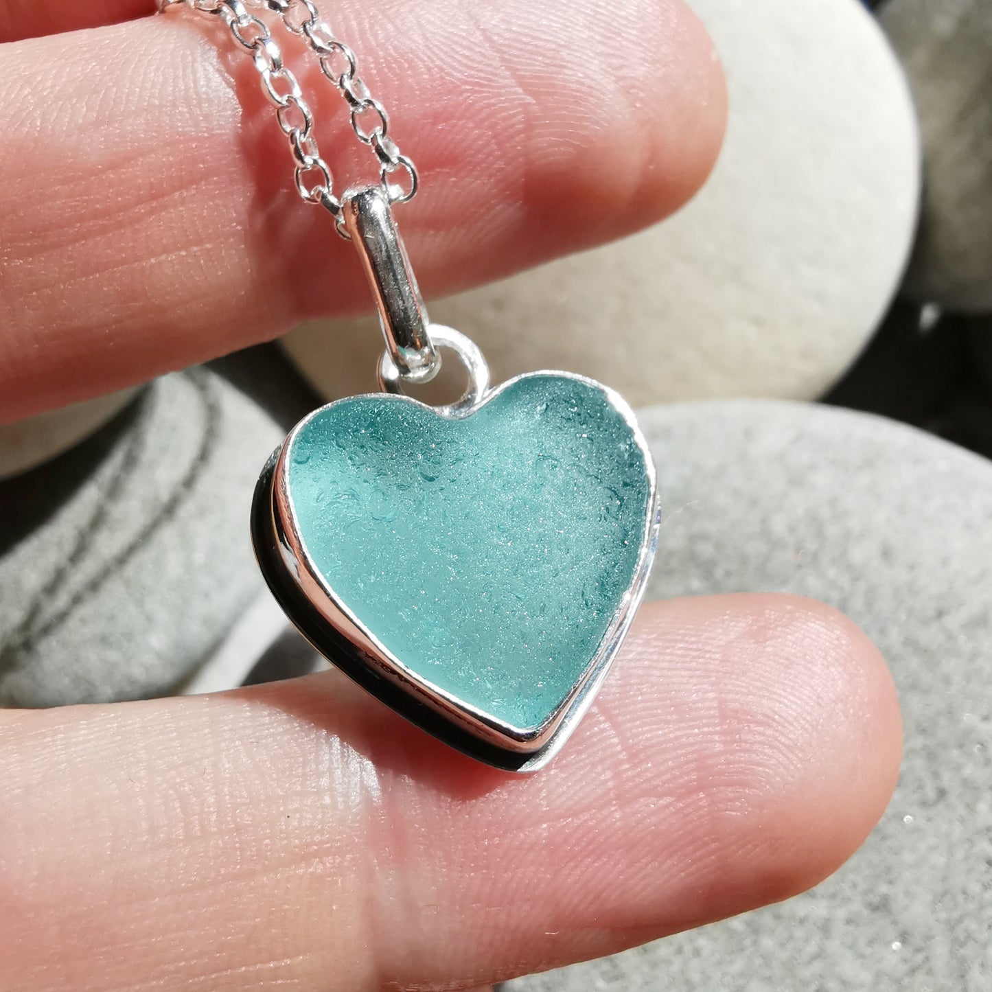 Custom made for Amanda. Sea glass pendants and rings.