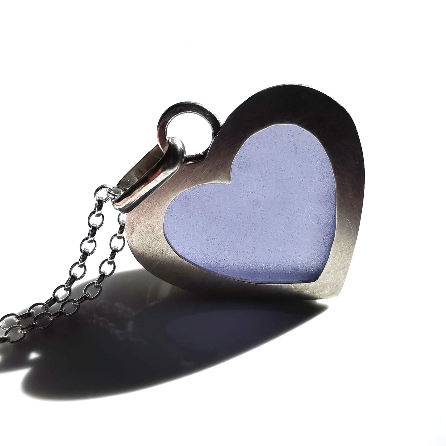 Purple sea glass heart & sterling silver pendant.