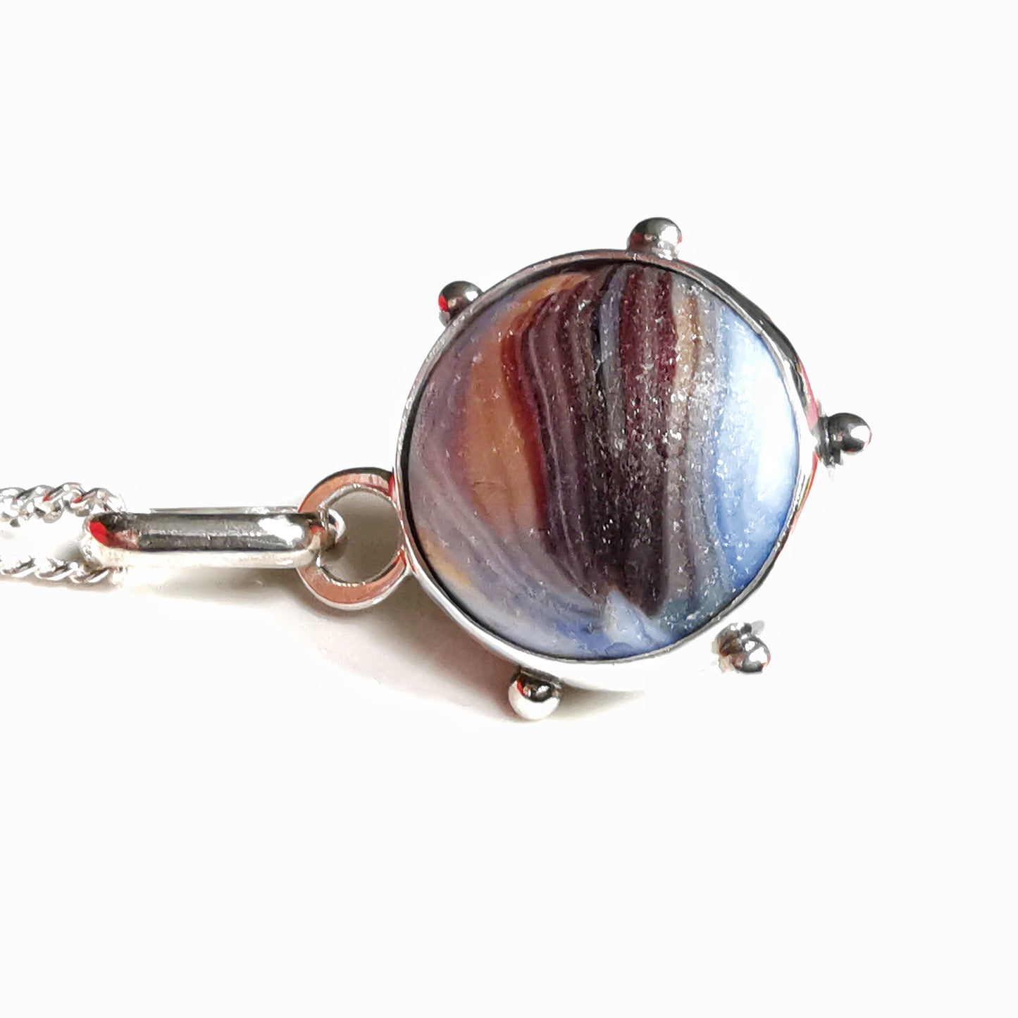 Scottish sea glass marble & sterling silver pendant.