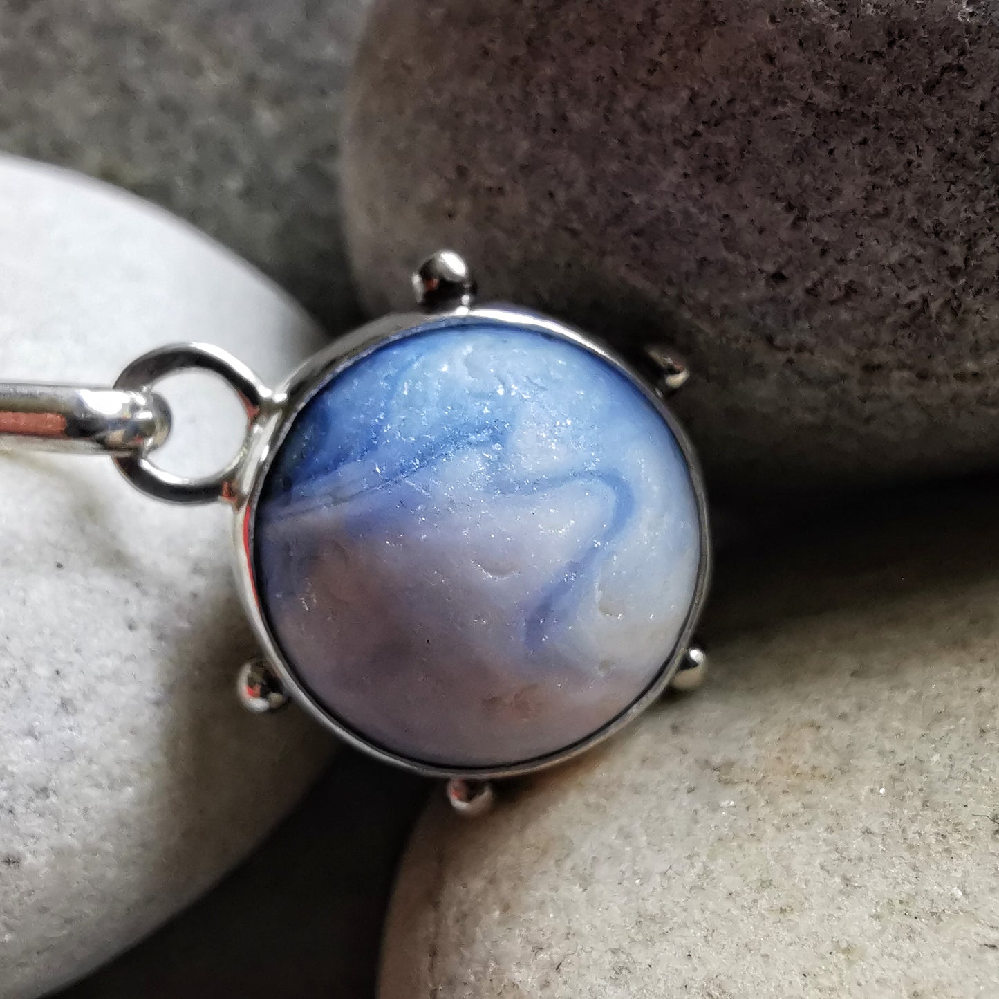 Scottish sea glass marble & sterling silver pendant.