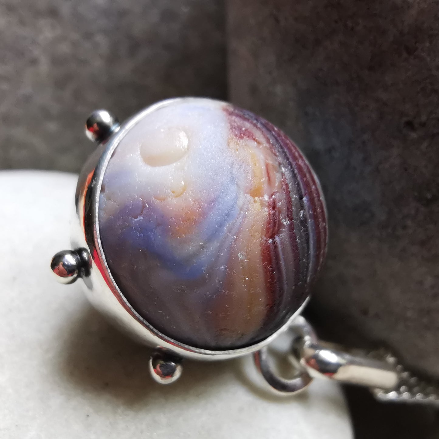 Scottish sea glass marble & sterling silver pendant.