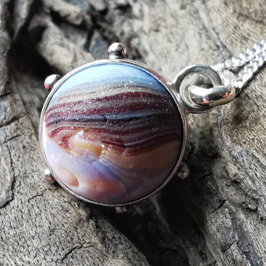 Scottish sea glass marble & sterling silver pendant.