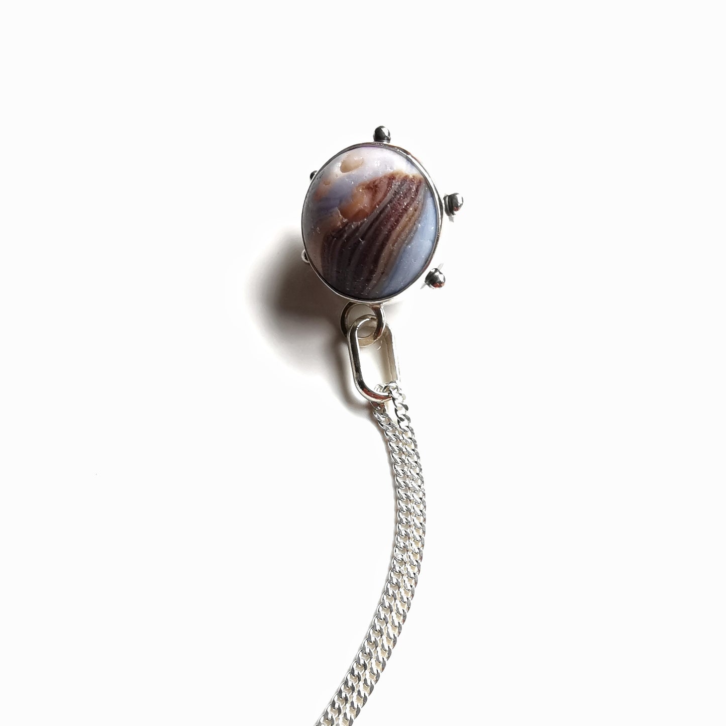 Scottish sea glass marble & sterling silver pendant.