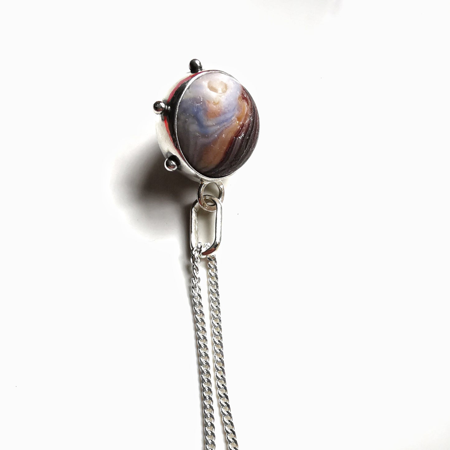 Scottish sea glass marble & sterling silver pendant.