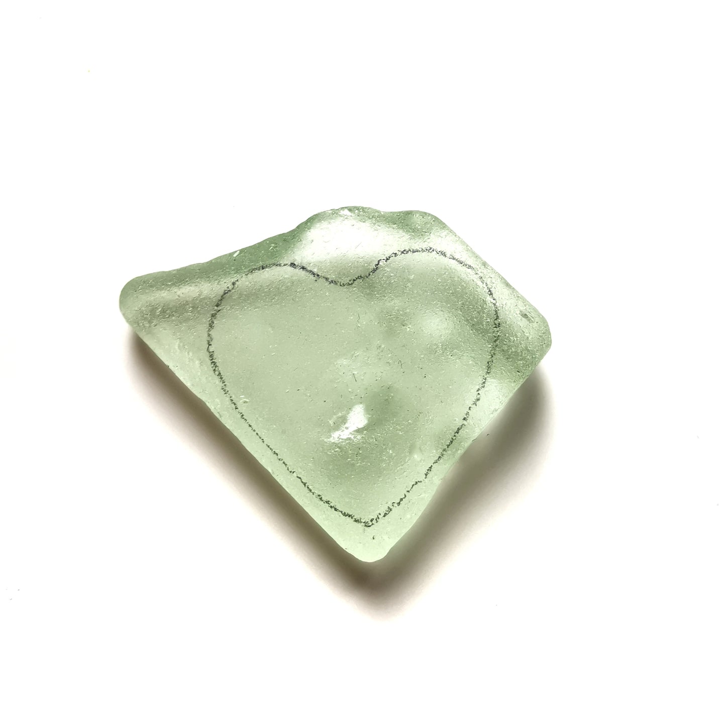 Scottish UV sea glass heart & sterling silver pendant.
