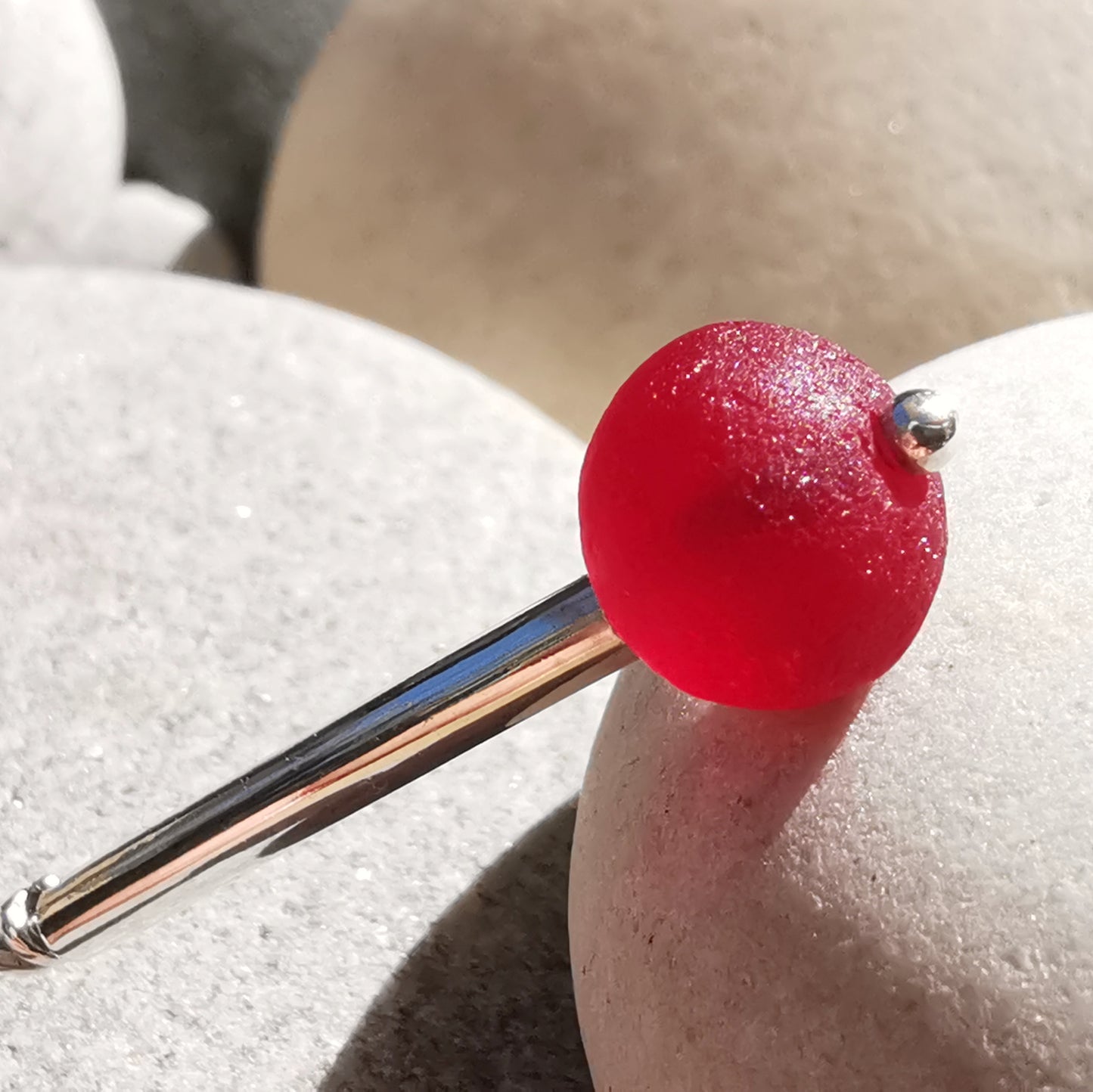 Scottish red sea glass bead & sterling silver pendant.