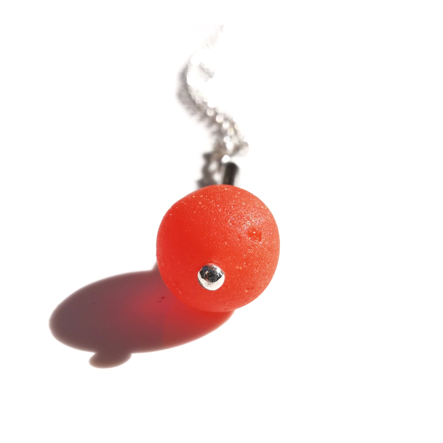 Scottish orange sea glass bead & sterling silver pendant.