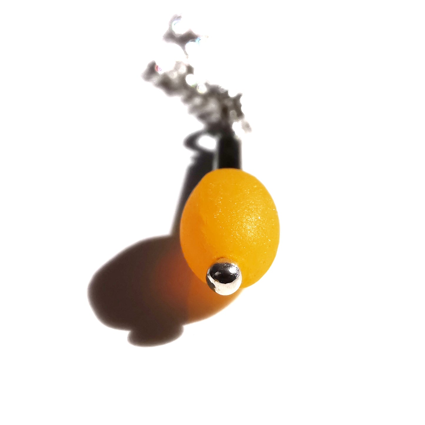 Scottish genuine yellow sea glass bead & sterling silver pendant.