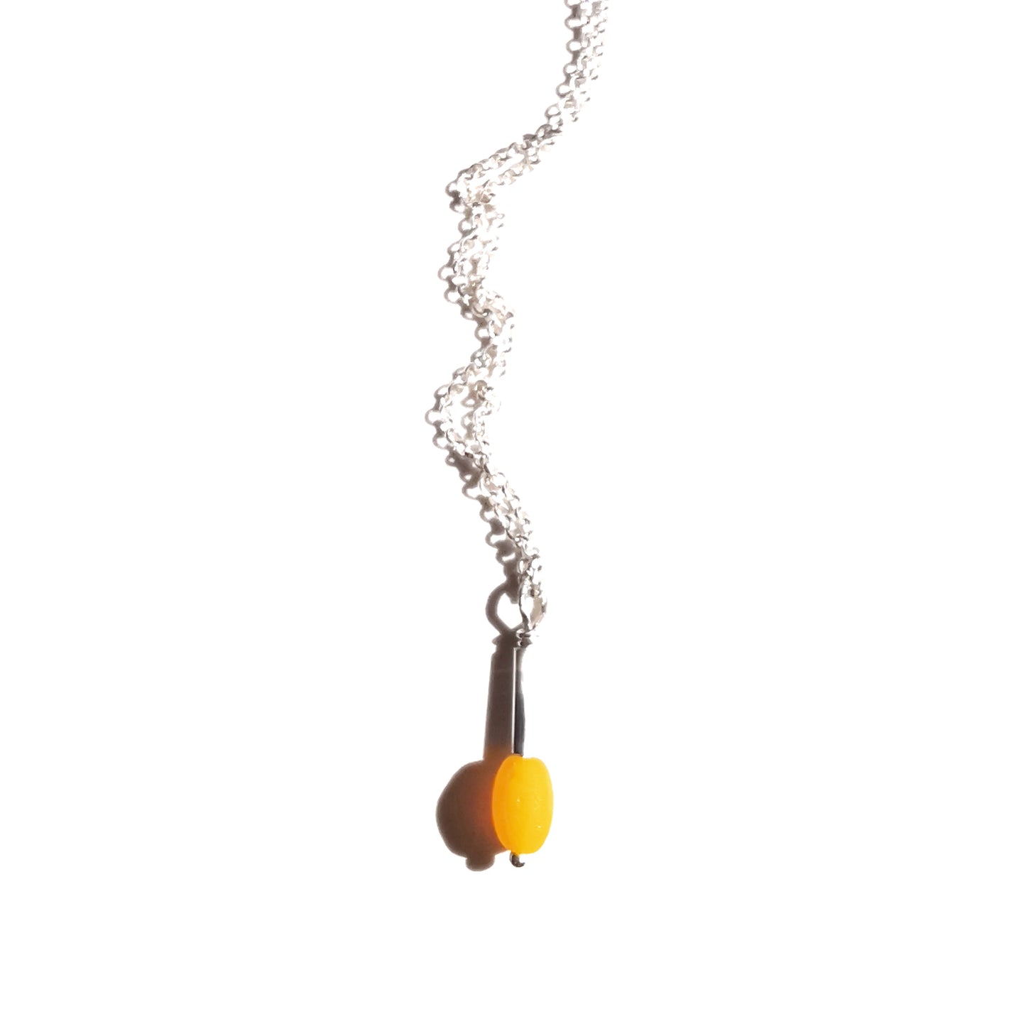 Scottish genuine yellow sea glass bead & sterling silver pendant.