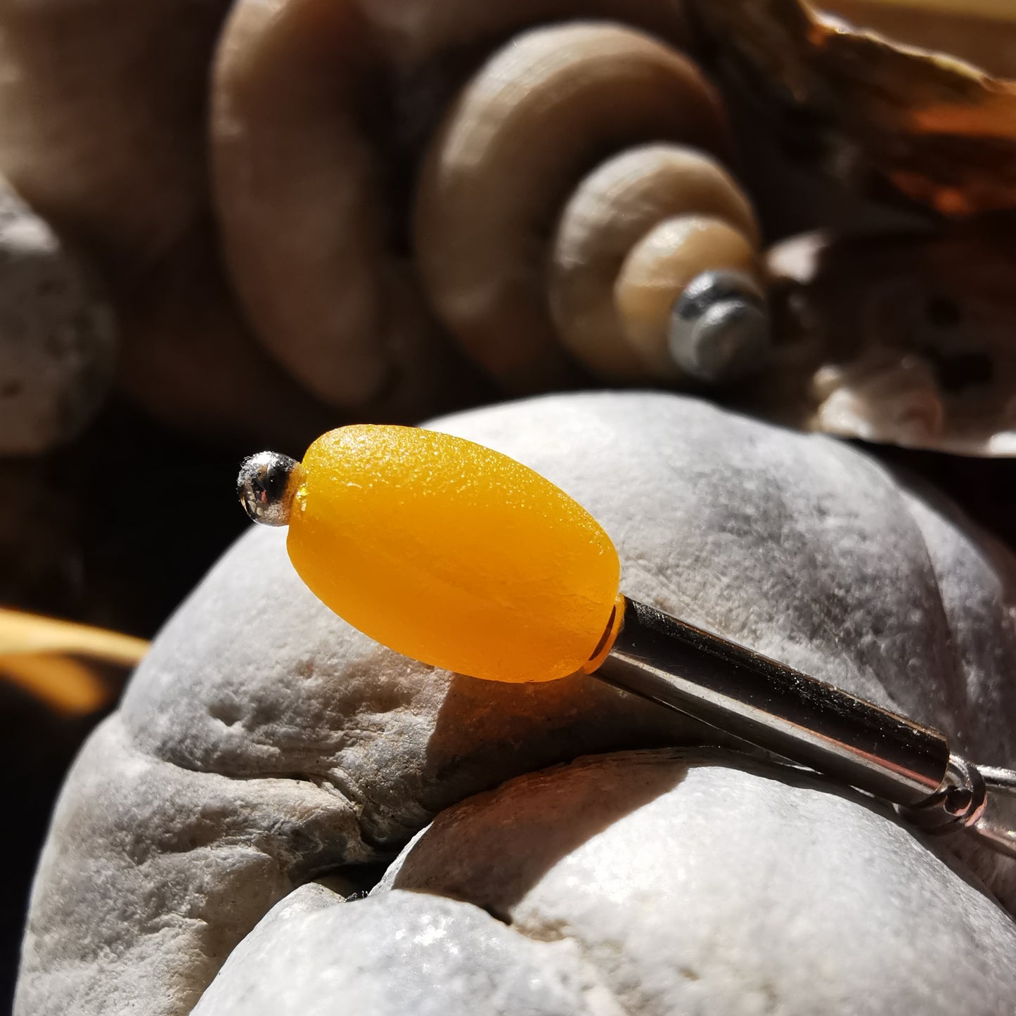 Scottish genuine yellow sea glass bead & sterling silver pendant.