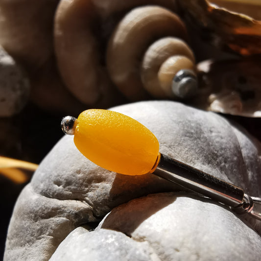 Scottish genuine yellow sea glass bead & sterling silver pendant.