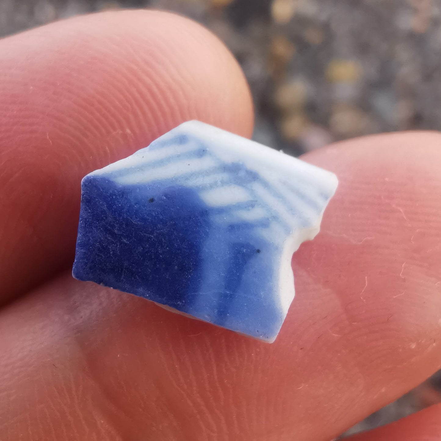 Blue and white sea porcelain & sterling silver pendant.