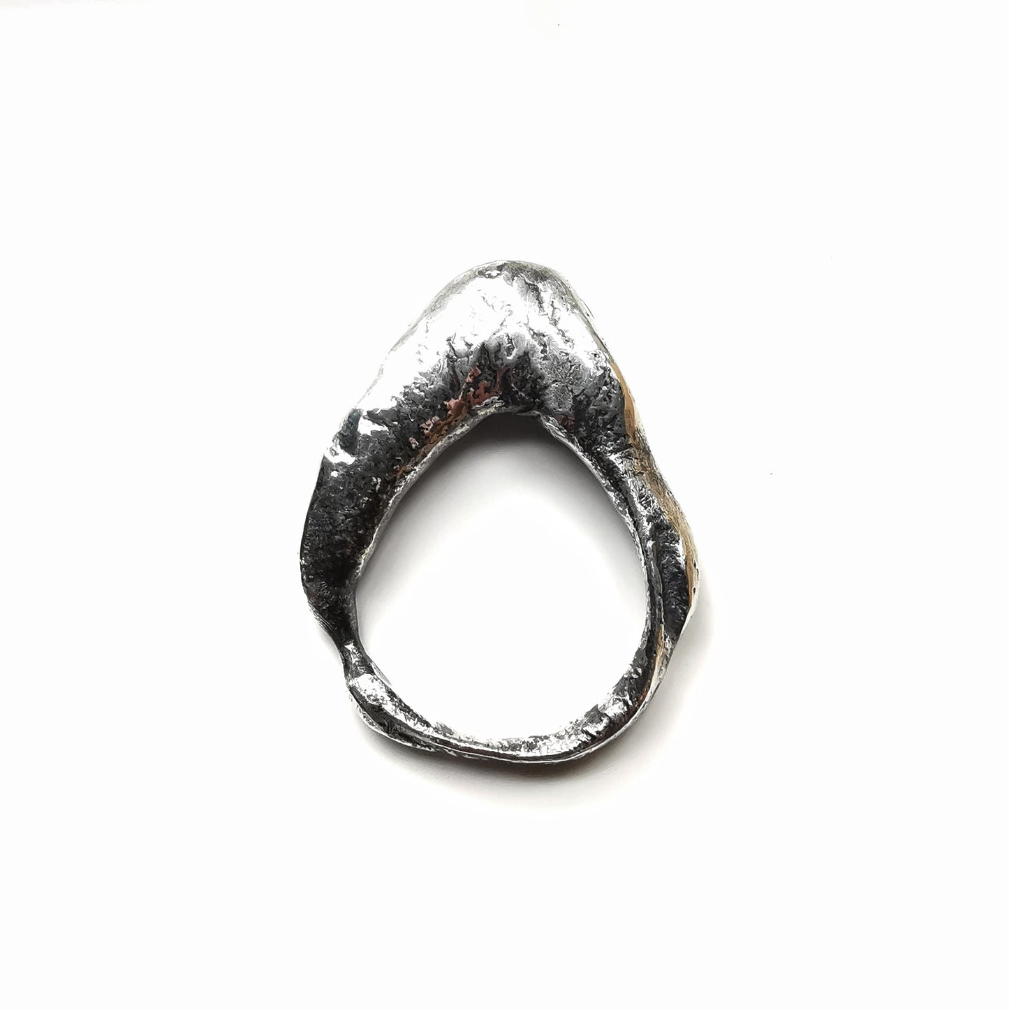 One of a kind molten silver statement ring.