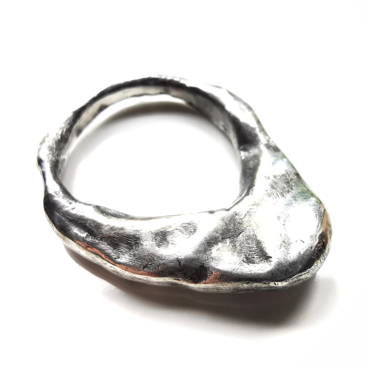 One of a kind molten silver statement ring.