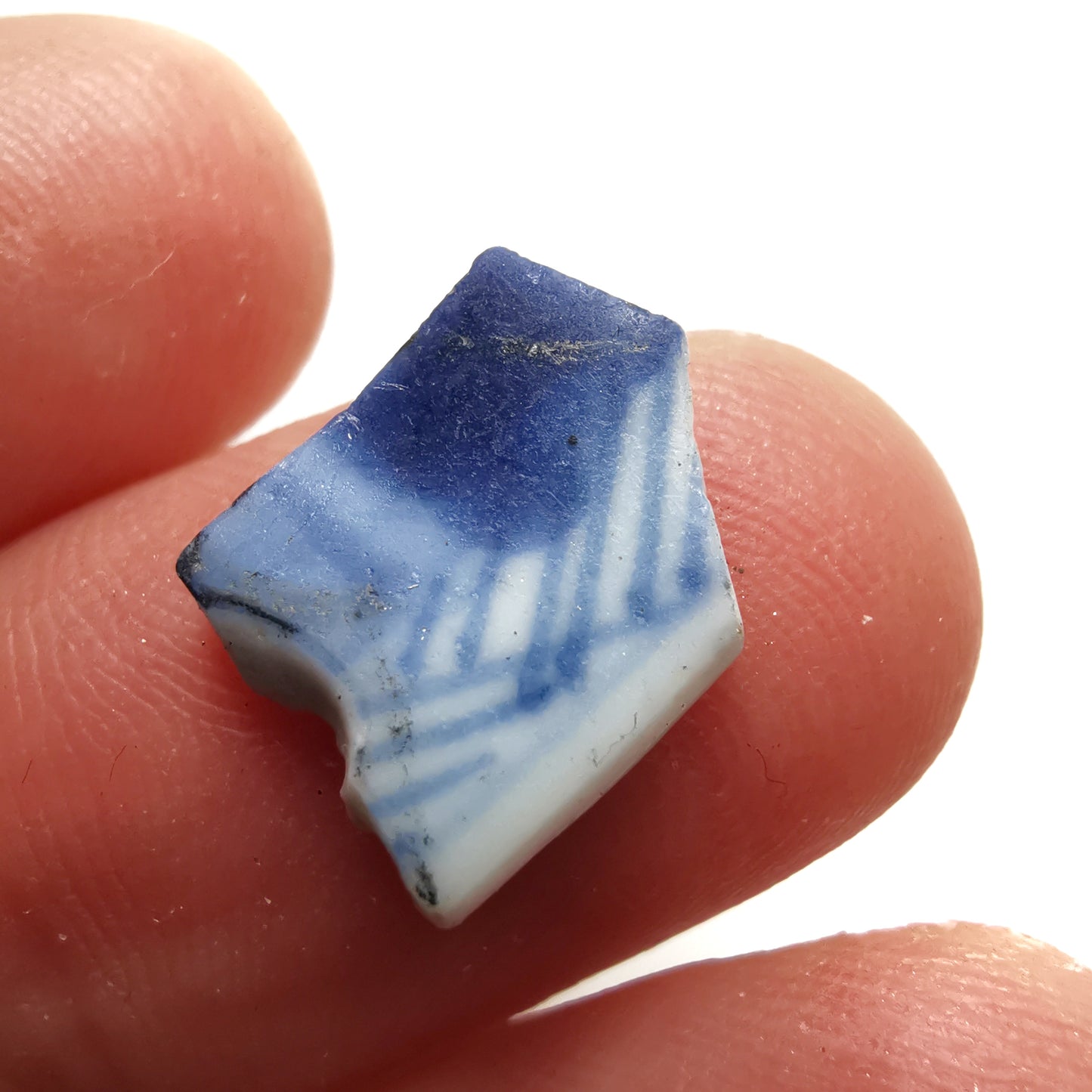 Blue and white sea porcelain & sterling silver pendant.