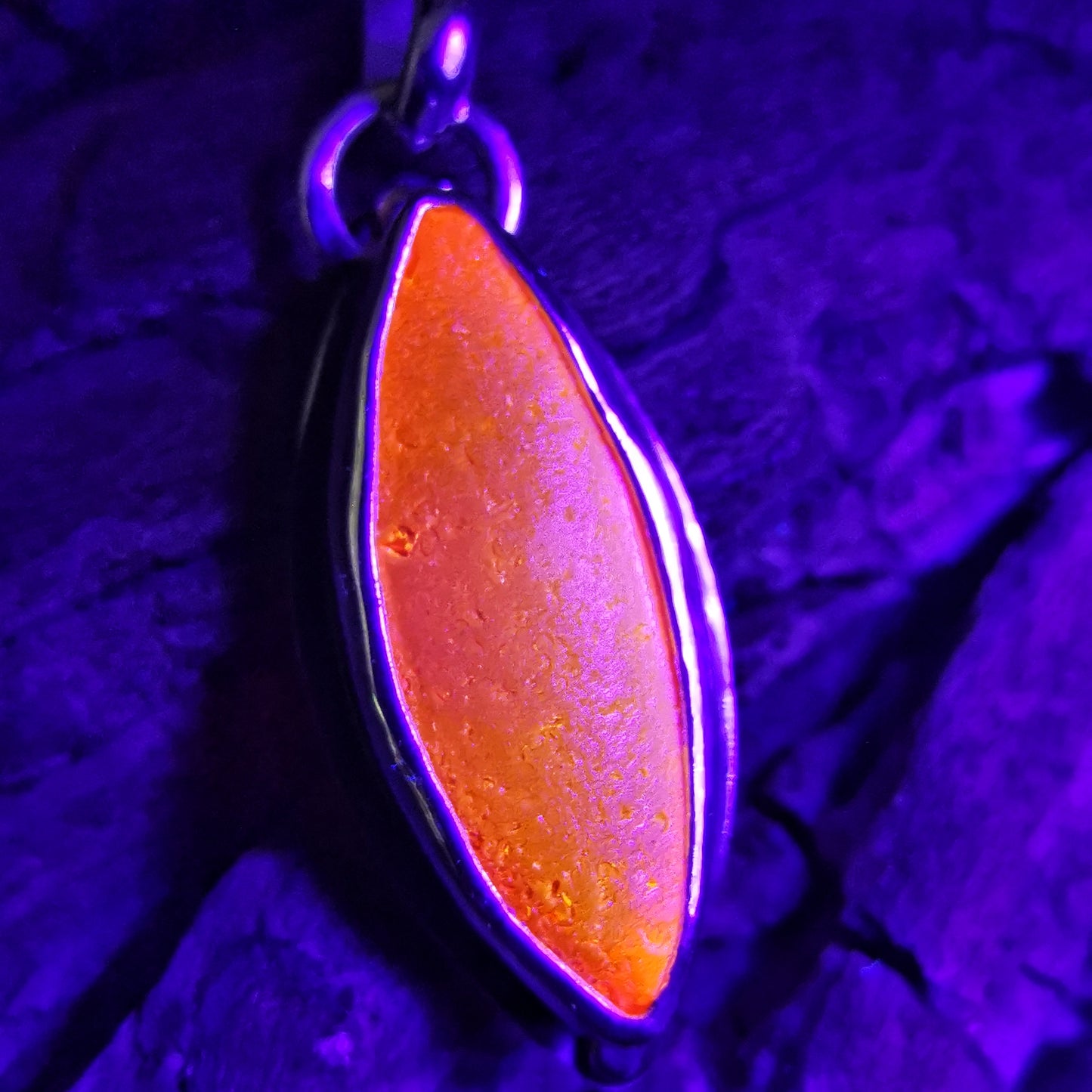 Scottish UV deep orange sea glass, sterling silver and 9ct gold pendant.