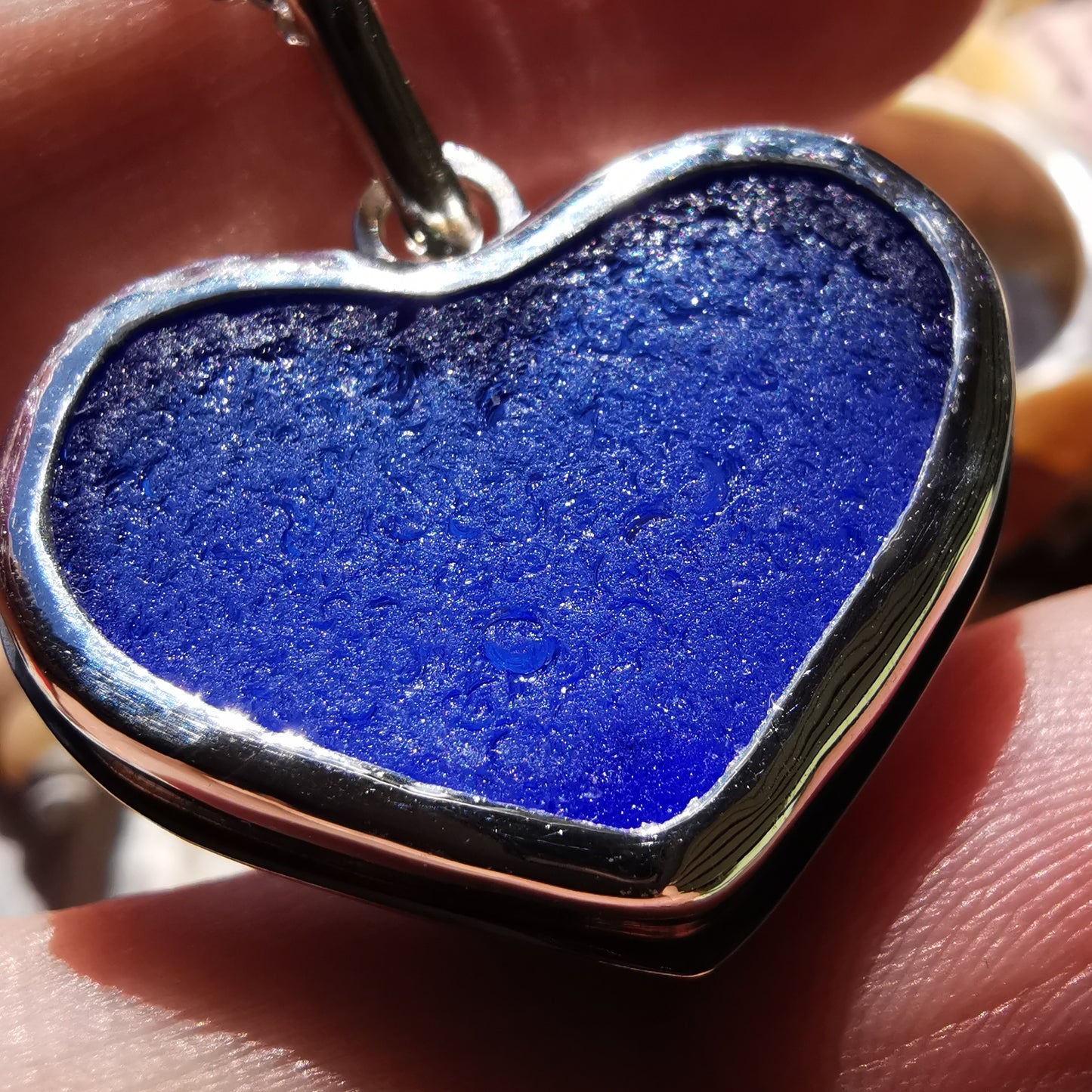 Cobalt blue sea glass heart & sterling silver pendant.