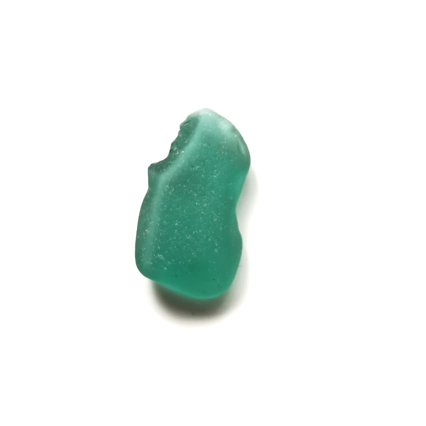 Tiny Scottish teal sea glass & sterling silver pendant.
