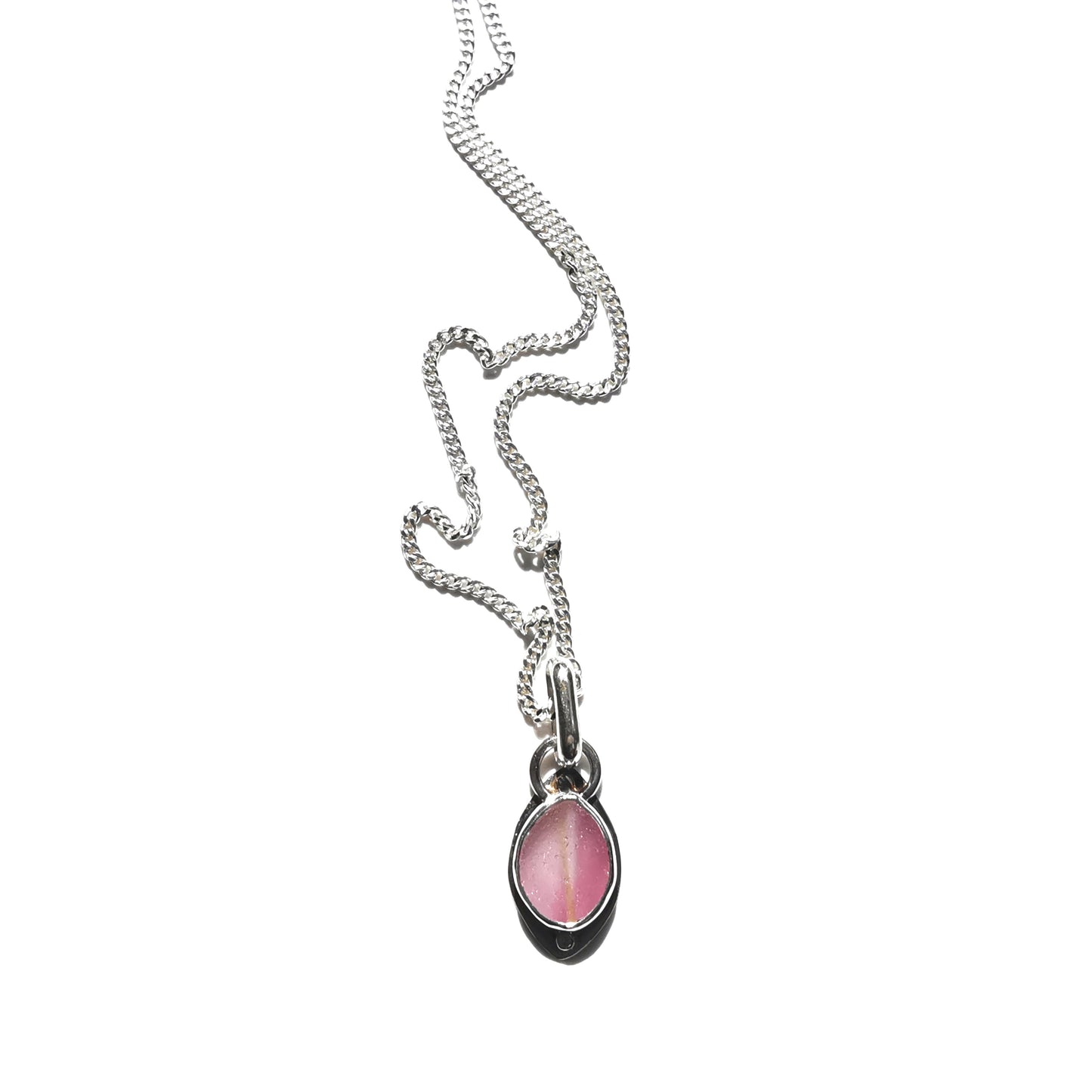 Scottish pink sea glass & sterling silver and 9ct gold pendant.