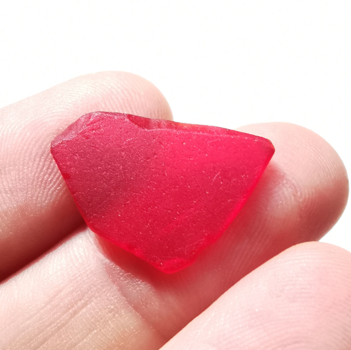 Scottish red sea glass heart & sterling silver pendant.