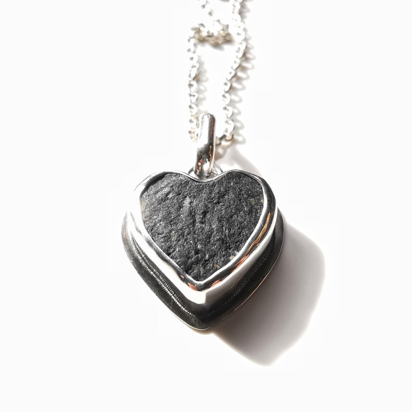 Handcrafted Ben Nevis rock heart pendant, Scottish mountain silver necklace hiking nature jewellery.
