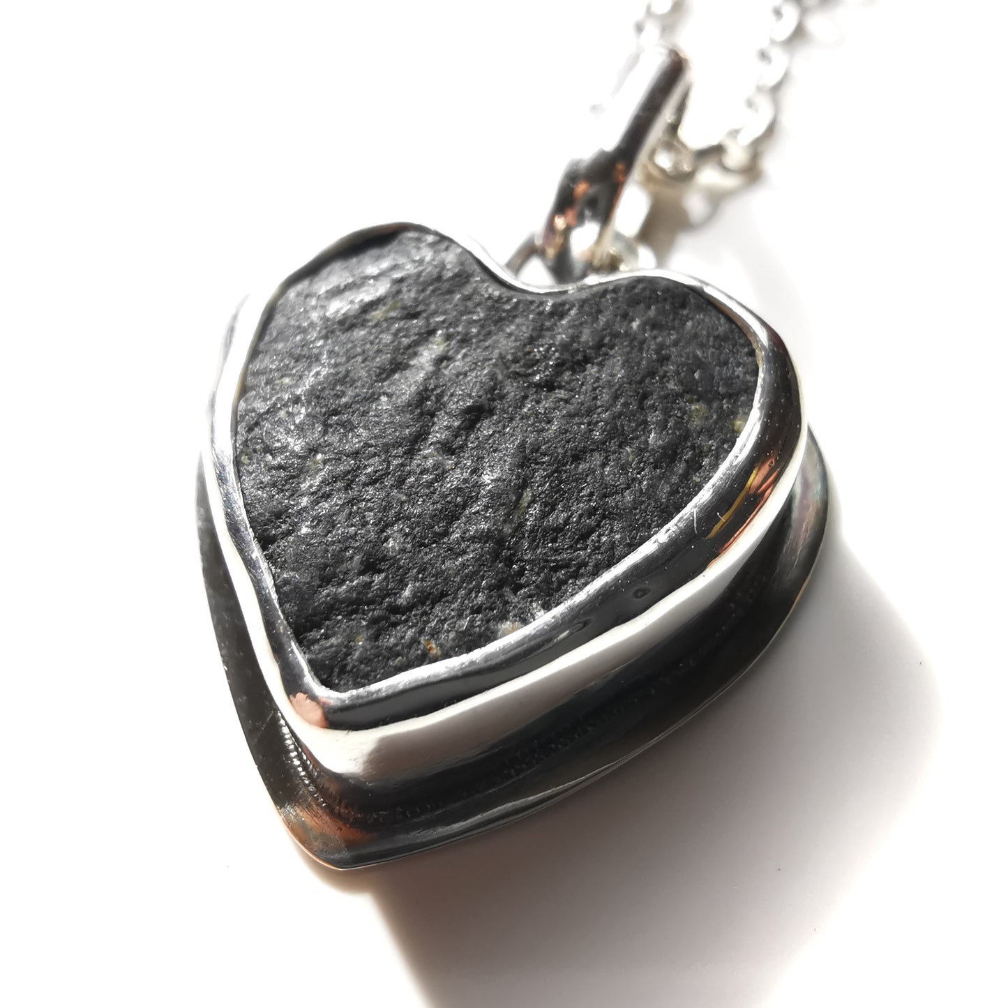 Handcrafted Ben Nevis rock heart pendant, Scottish mountain silver necklace hiking nature jewellery.