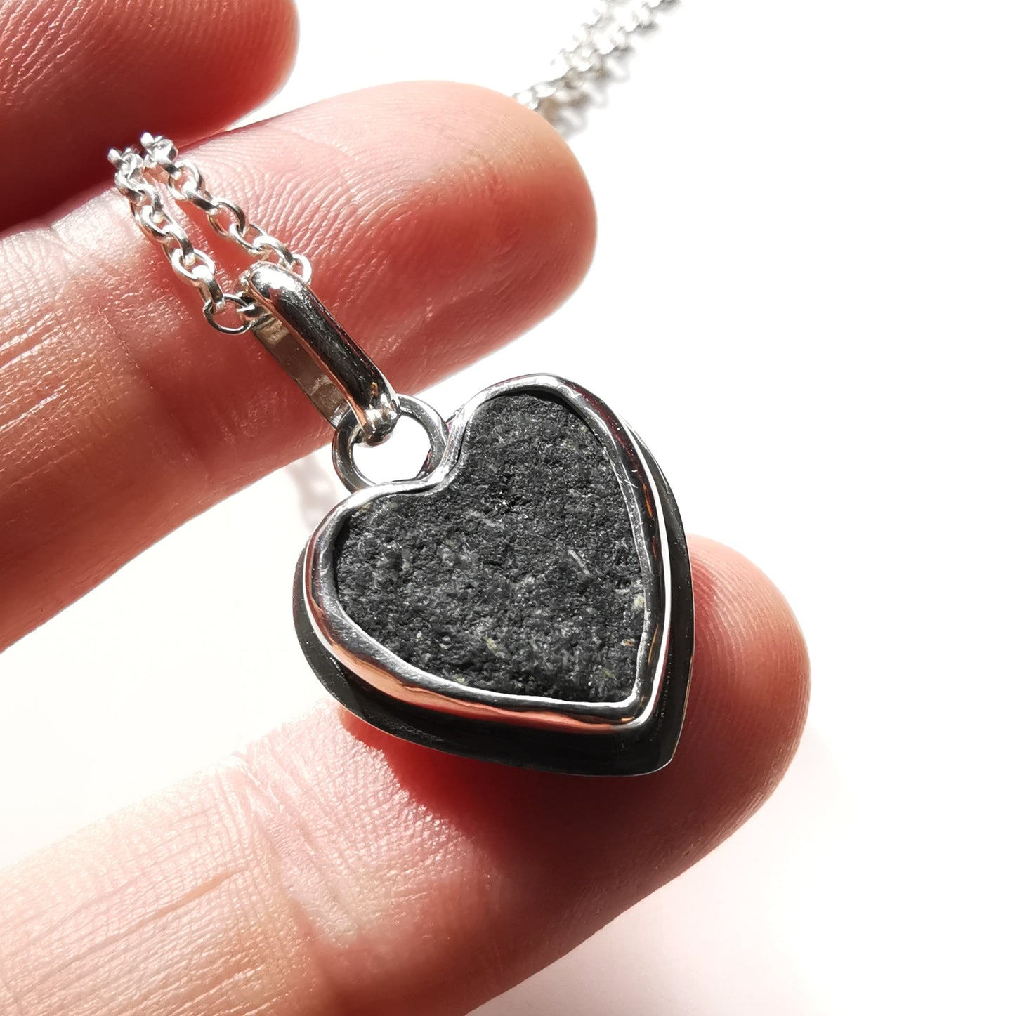 Handcrafted Ben Nevis rock heart pendant, Scottish mountain silver necklace hiking nature jewellery.