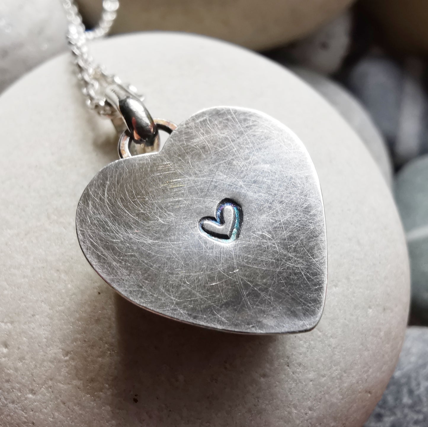 Handcrafted Ben Nevis rock heart pendant, Scottish mountain silver necklace hiking nature jewellery.