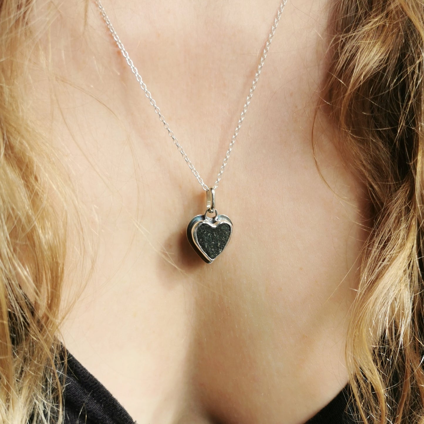 Handcrafted Ben Nevis rock heart pendant, Scottish mountain silver necklace hiking nature jewellery.