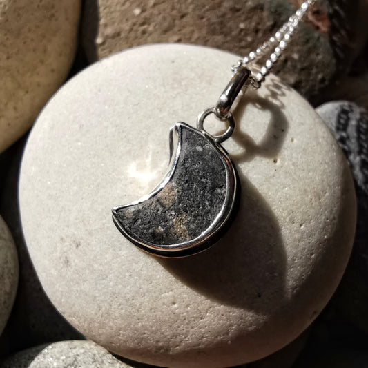 Handcrafted Ben Nevis moon rock pendant, Scottish mountain silver necklace hiking nature jewellery.